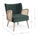 Poltrona vintage legno velluto verde Virna