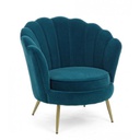 Poltrona vintage retro in velluto blu pavone cm 80 x 76 x84 h