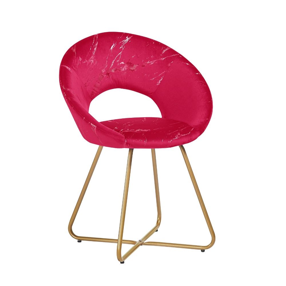 2 x Poltroncina Etere in velluto rosso con gambe in metallo dorato 65x60x82 cm