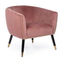 Poltroncina imbottita Caitlin rivestita in velluto rosa antico
