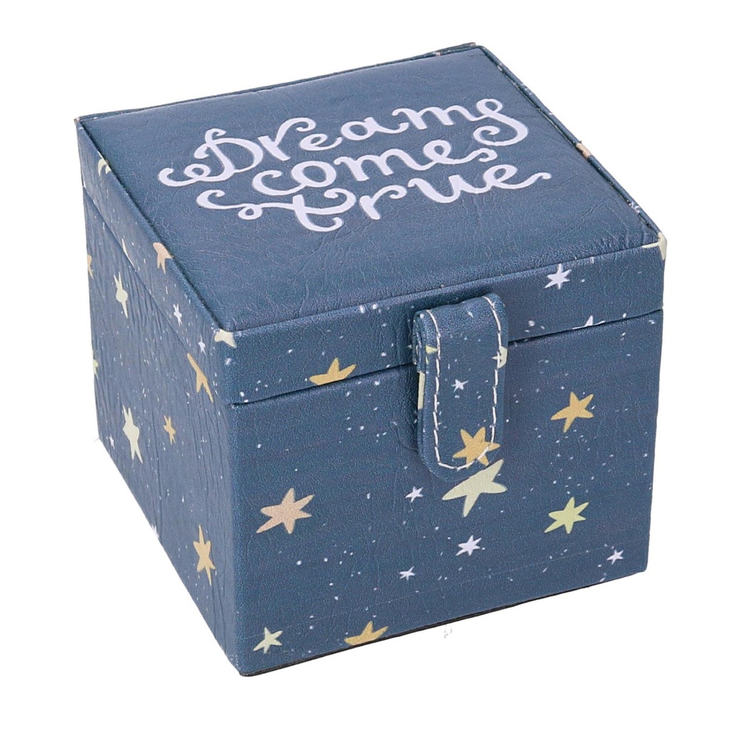 Portagioie ecopelle stelle blu quadro cm 10x10