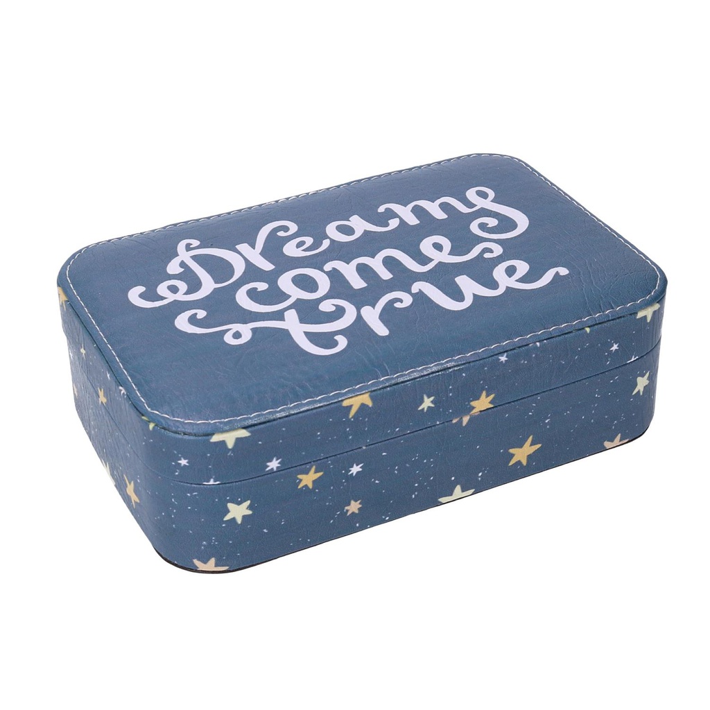 Portagioie ecopelle stelle blu rettangolare cm 22x14