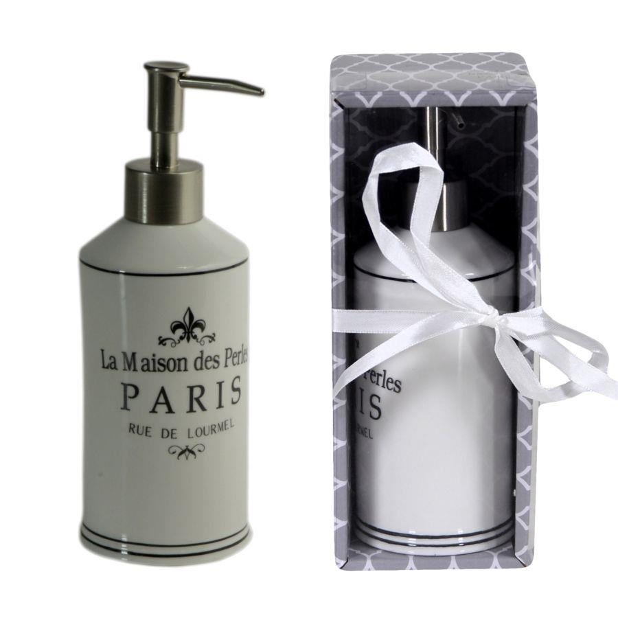 Portasapone liquido ceramica paris bianco cmø7
