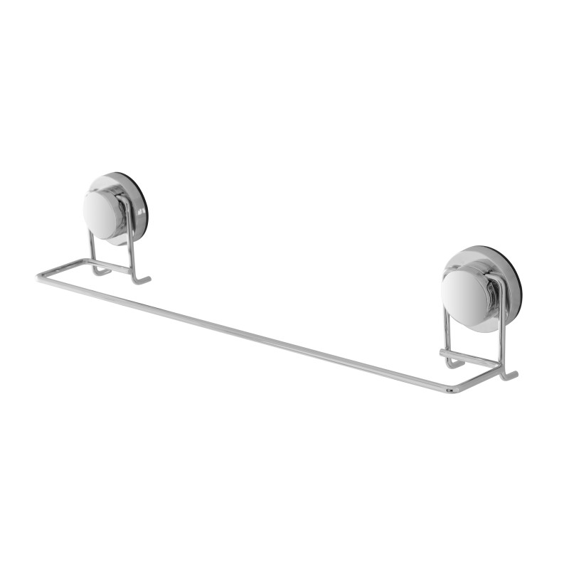 Portasciugamani da bagno in acciaio cromato di 45 cm con fissaggio a parete mediante ventosa, appartenente alla linea Dinamik.