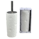 Portascopino ceramica bianco bolle tondo cmø10h24/34