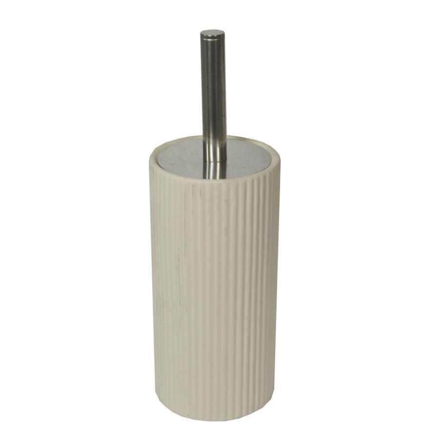 Portascopino ceramica bianco righe tondo cmø10