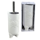 Portascopino ceramica bianco rose tondocmø10h24/34