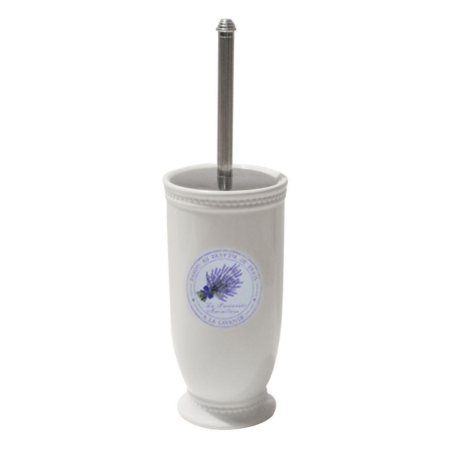 Portascopino ceramica lavanda bianco tondo cmø11
