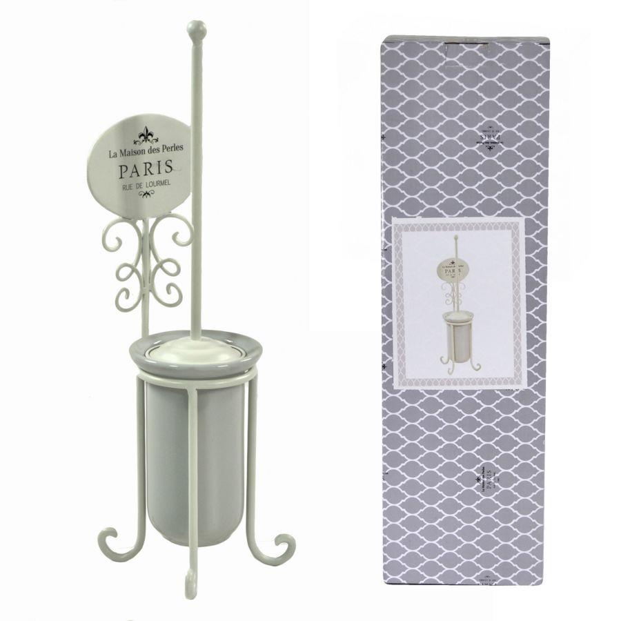 Portascopino metallo paris bianco cm 14x15h51