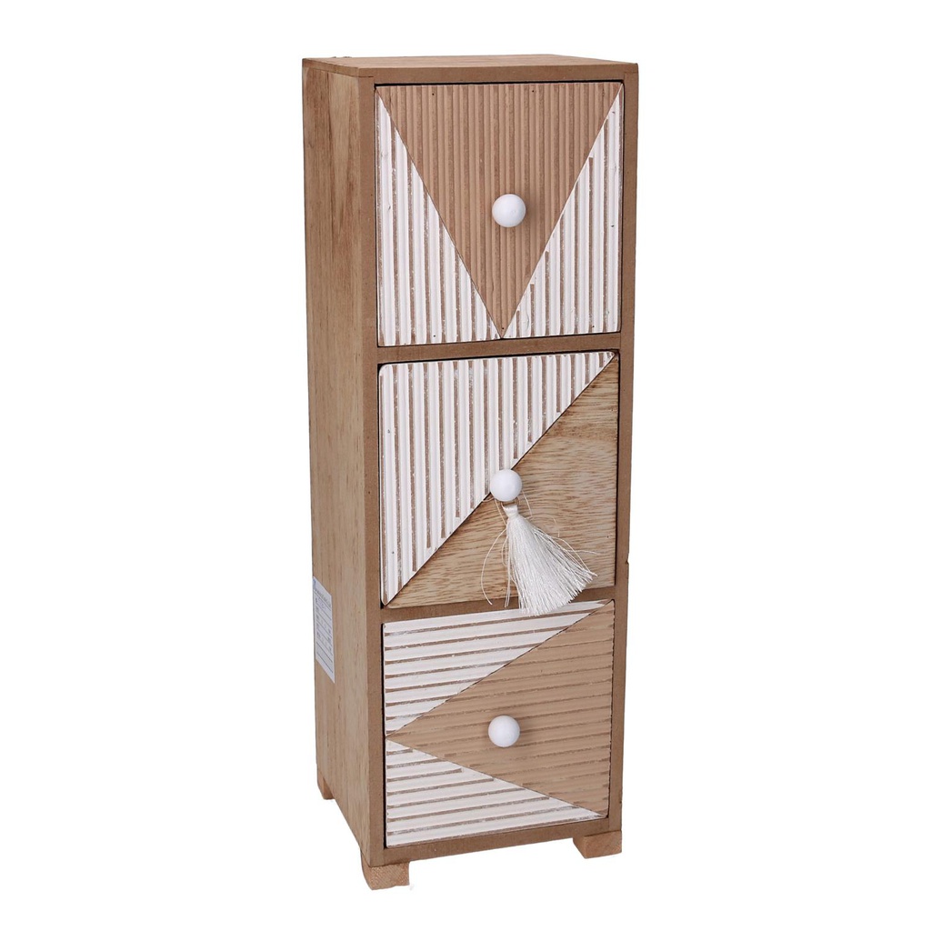 Portatutto legno 3 cassetti marrone rettangolare cm 11