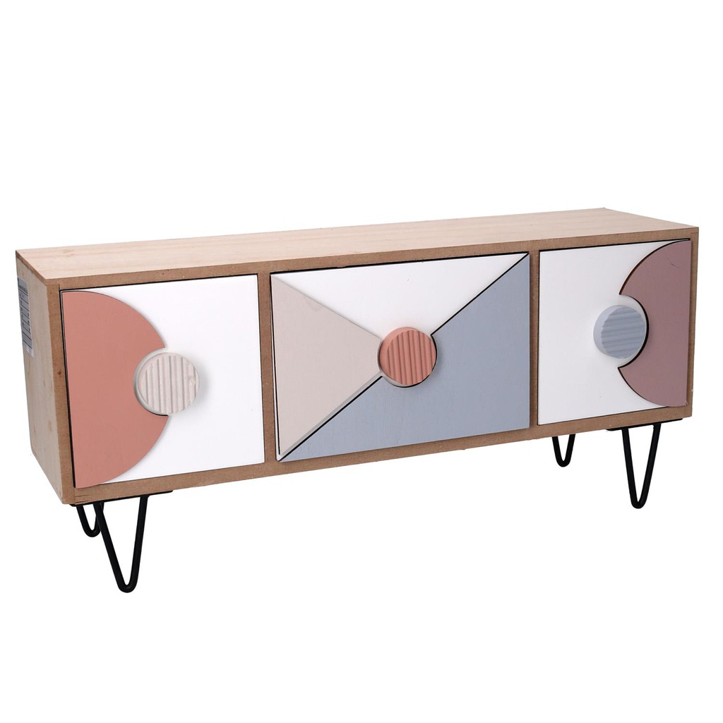 Portatutto legno 3 cassetti multicolor cm 37