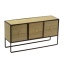 Portatutto legno e metallo marrone arrugginito 3 cassetti cm 38x11h20