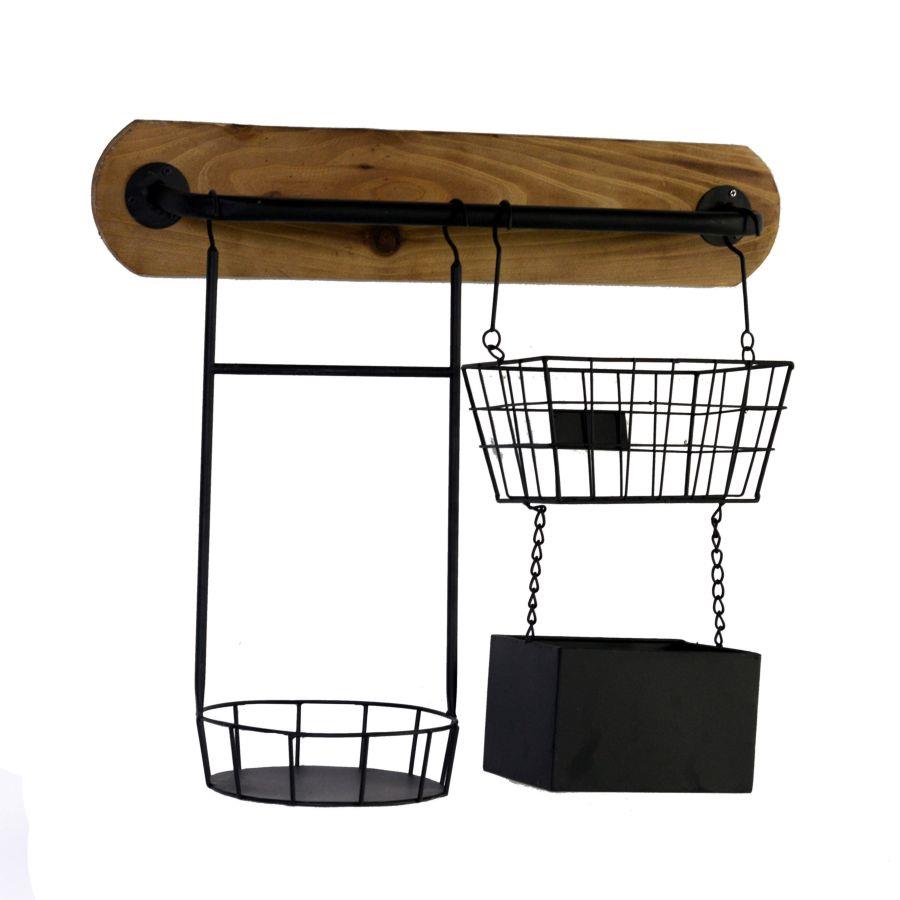 Portatutto metallo nero 2p cm 57x20h49