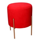 Puff  contenitore tessuto rosso con gambe cm ø40h51