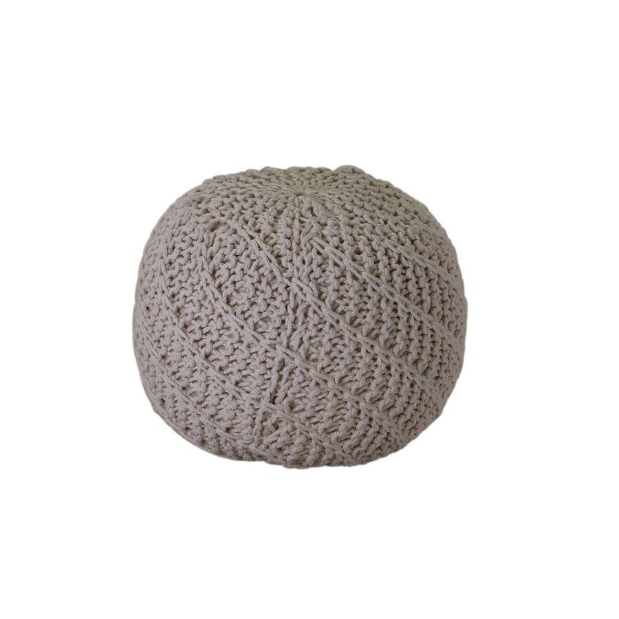 Pouf tessuto bianco tondo cmø47h36
