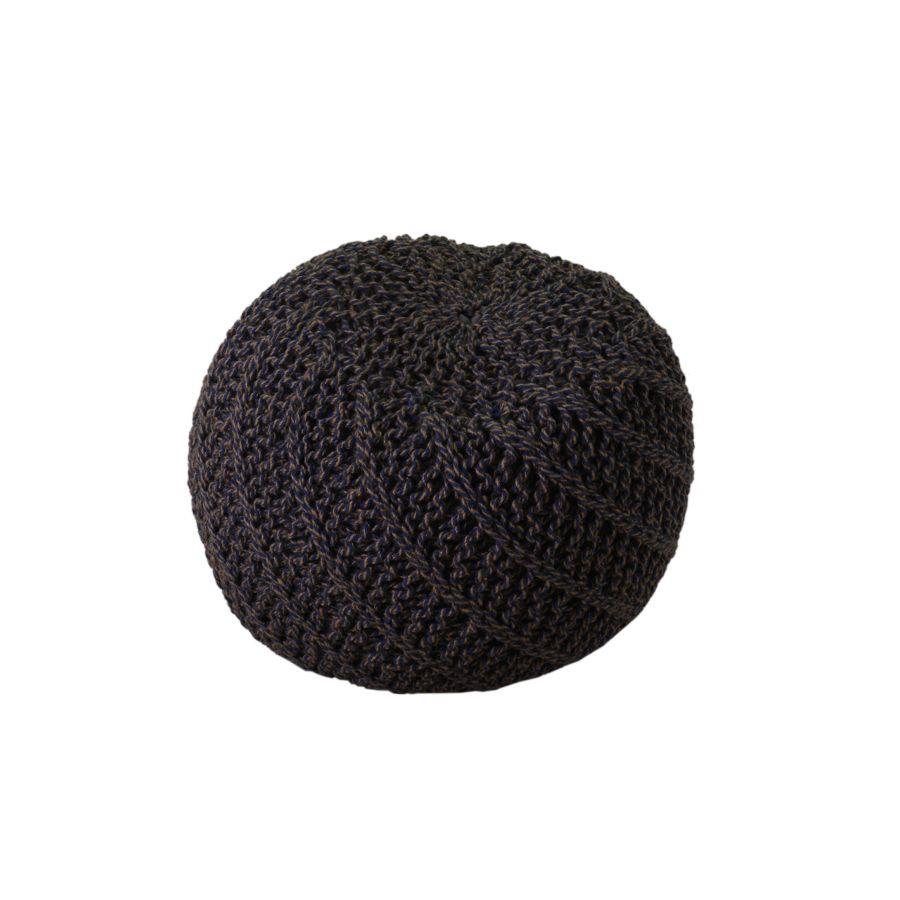 Pouf tessuto crema blu tondo cmø47h36