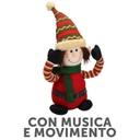 Pupazzo tessuto elfo rosso con musica emovimento cm12x12h40
