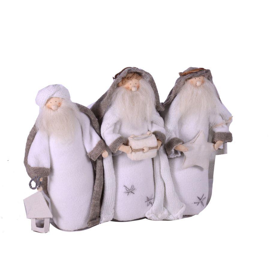 Pupazzo tessuto re magi bianco crema cm23h24