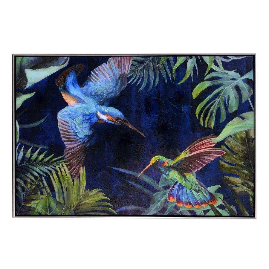 Quadro dipinto colibri cm 92x62x4