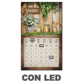 Quadro led con calendario marrone rettangolare cm 30x50x1