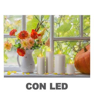 Quadro led fiori bianco rettangolare cm 40x30x1