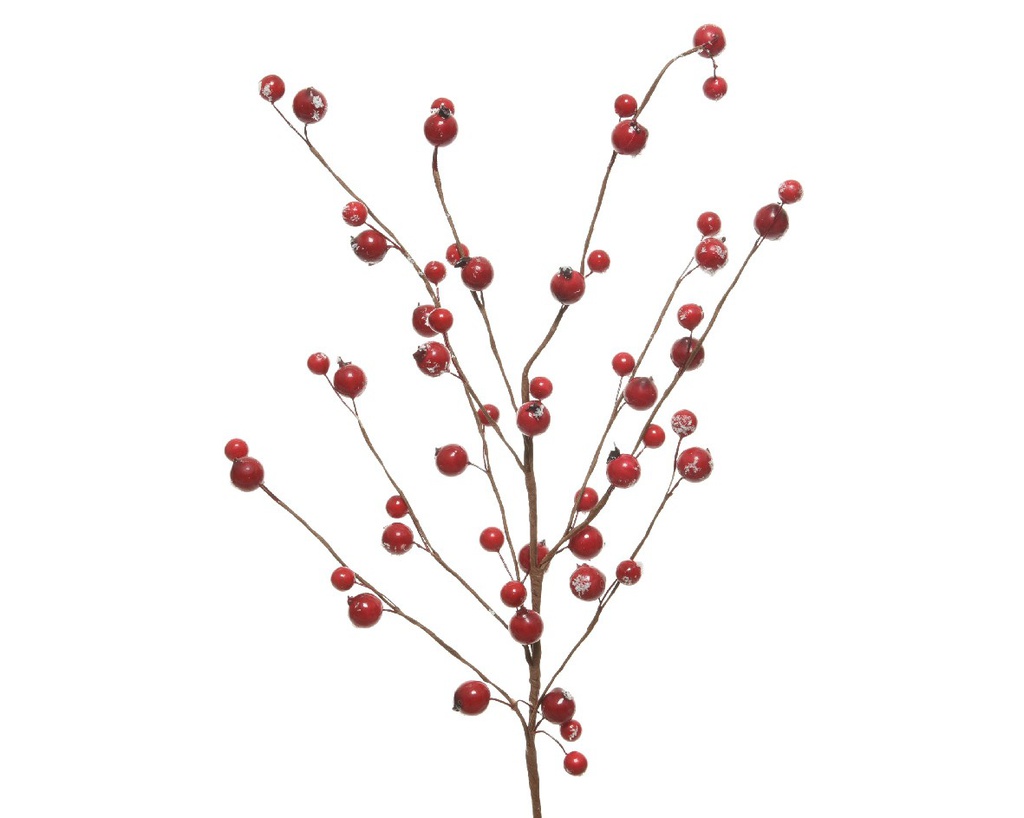 RAMO CON BACCHE E NEVE 15X55CM