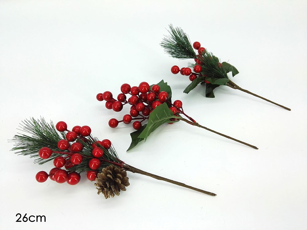 Rametto bacche rosse cm 26 pz 1