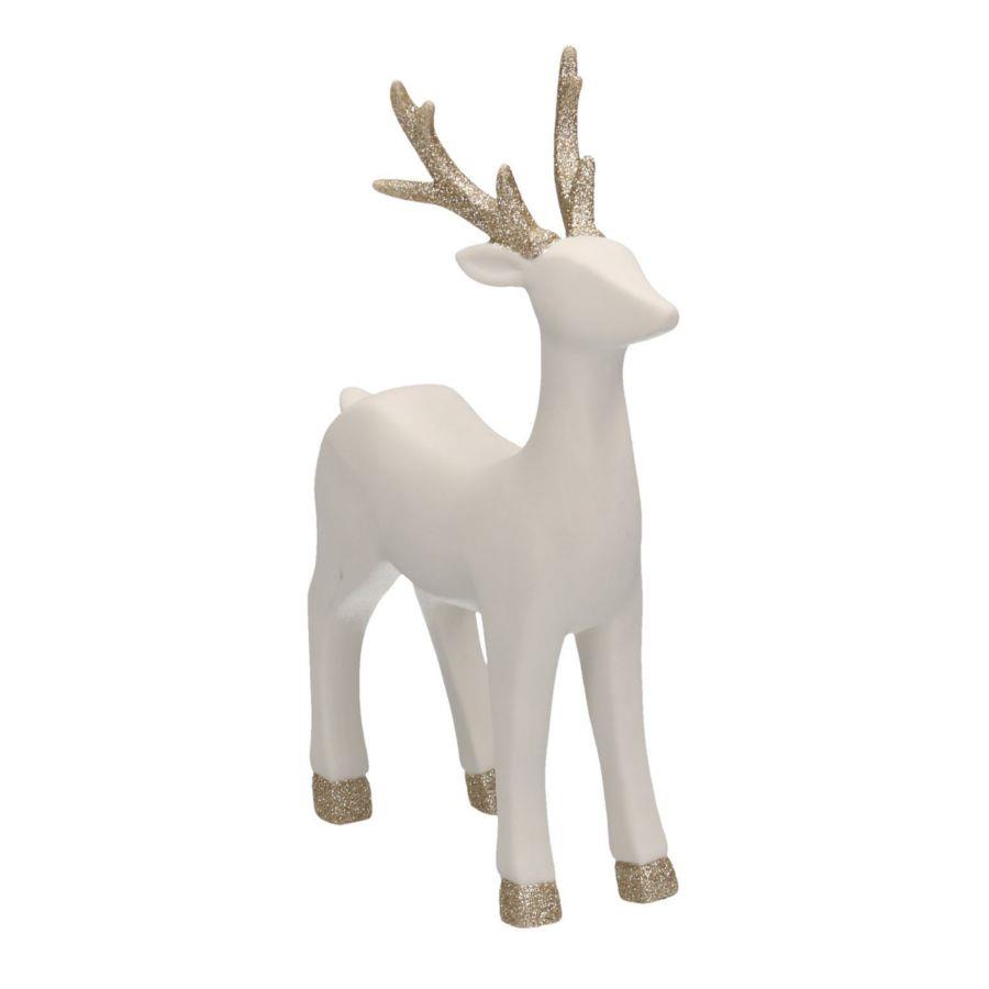 Renna ceramica bianco oro cm15x6h23