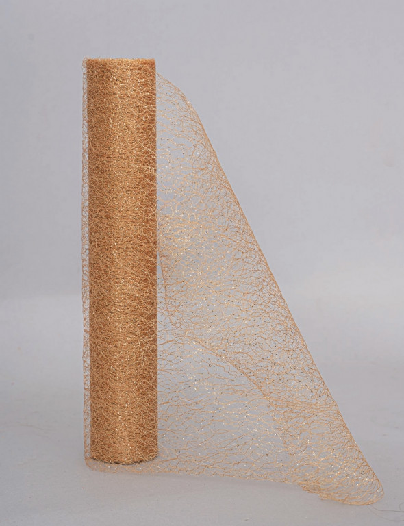 Rotolo Rete Glitterato Cm.29X2,7Mt Oro Con Paillettes decorazione di Natale