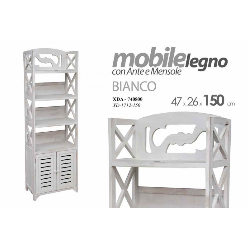 Scaffale libreria bianco con ante da salotto studio