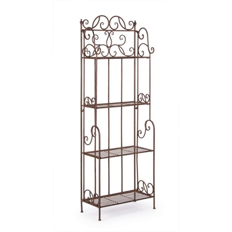 Scaffale pieghevole quattro ripiani in acciaio Marrone MELANIE 57x28x h164 cm