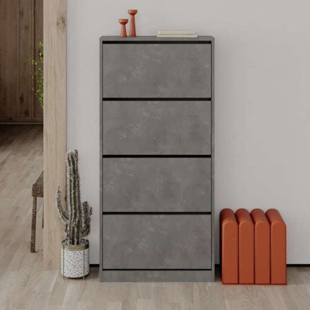 (2c) Scarpiera a ribalta retro grey con 4 ante L73 x P26 x 154.5H cm