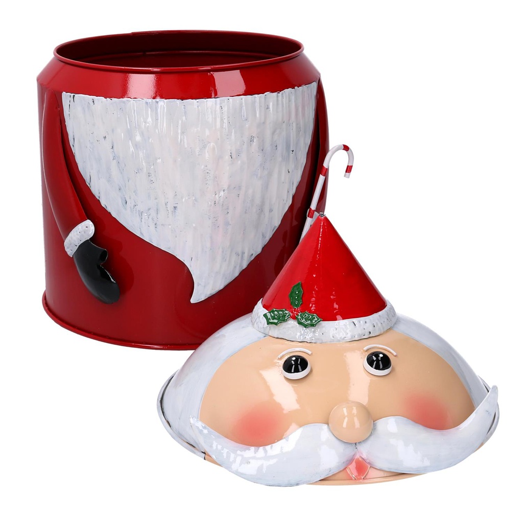 Scatola metallo babbo natale rosso tondo cm ø43h29
