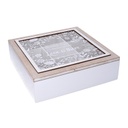 Scatola portathe legno beige quadro cm26x26h7,5