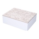 Scatola portathe legno bianco mandala rettangolare 6 scomparti cm22x17h7,5