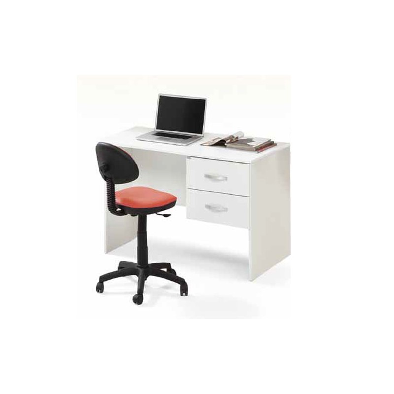 Scrivania 2 cassetti Bianco Frassinato in legno nobilitato H.75x119x64 cm