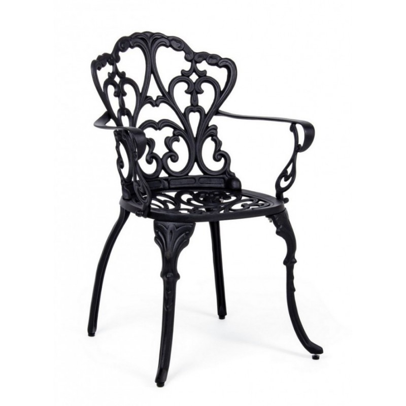 Sedia alluminio antracite esterno barocco cm 57.5x 58 x 87.5h