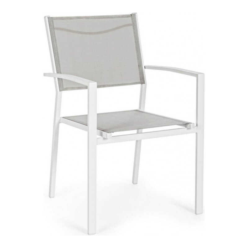 Sedia con braccioli Hilde Bianco Cloud in alluminio