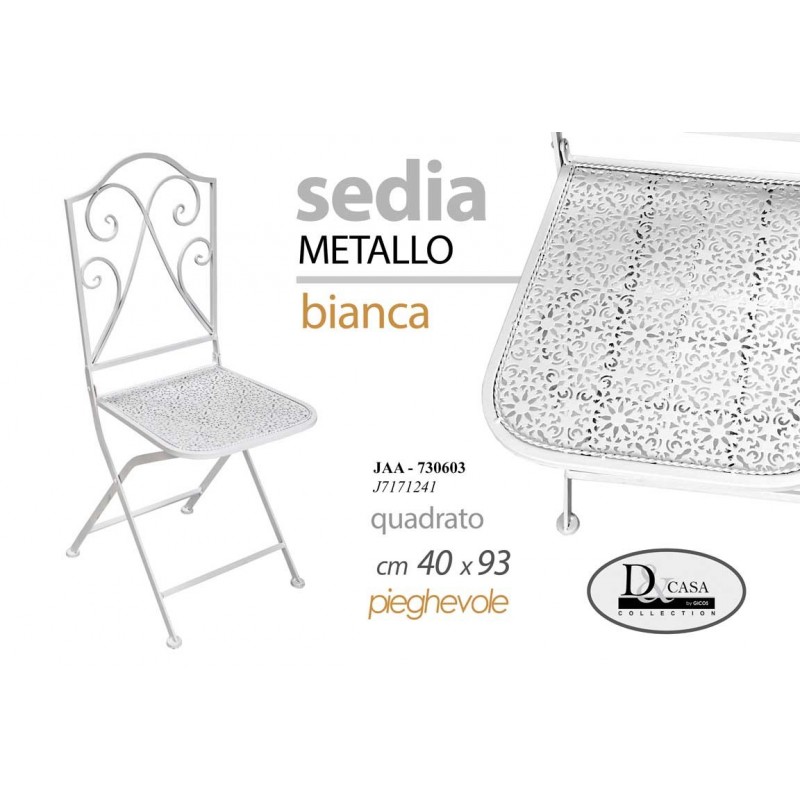 2x Sedia da giardino bianca pieghevole cm 40 x 93 h