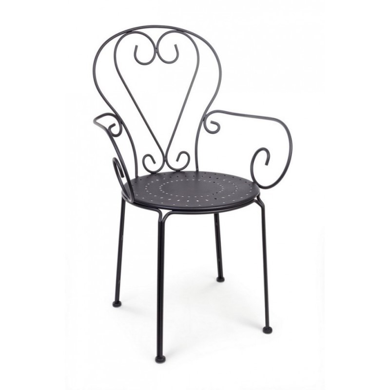Sedia da giardino con braccioli in acciaio Antracite ETIENNE 49x49x h89 cm iperbriko