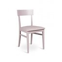 4x Sedia in legno laccato grigio chiaro con seduta in similpelle 445xh. 82 cm