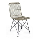 Sedia in stile contemporaneo in acciaio e kubu Grigio LUCILA 45x55x h85 cm