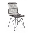Sedia in stile contemporaneo in acciaio e kubu Nero LUCILA 45x55x h85 cm