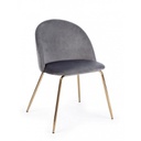 Sedia in velluto grigio con gambe oro