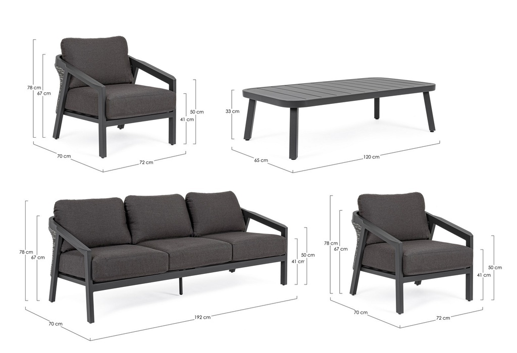 Set salotto giardino Cordova antracite iperbriko