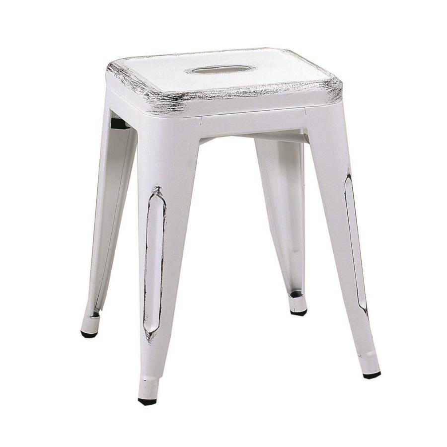 Sgabello ferro bristol bianco antico cm 39x39h45