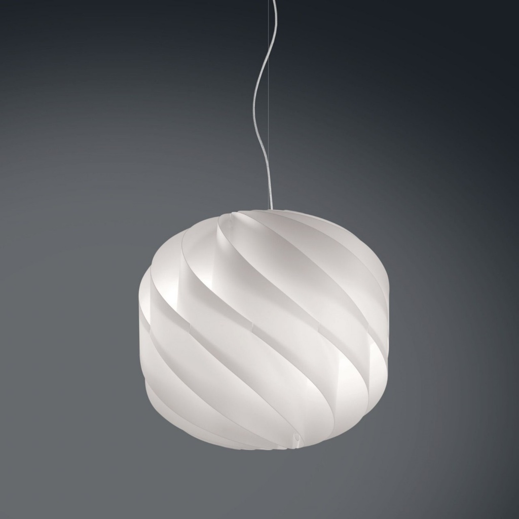 Sospensione 2 Luci Bianco in Metallo Cromato Cm. 55 x 52h