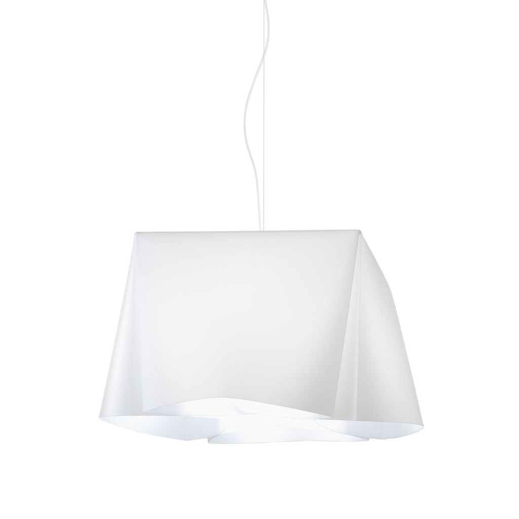 Sospensione Bianco in Metallo Cromato Cm. 45 x 21h