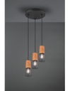 Sospensione Tosh Nero 3xE27 Legno E Gabbia Metallica Ø28 cm Trio Lighting