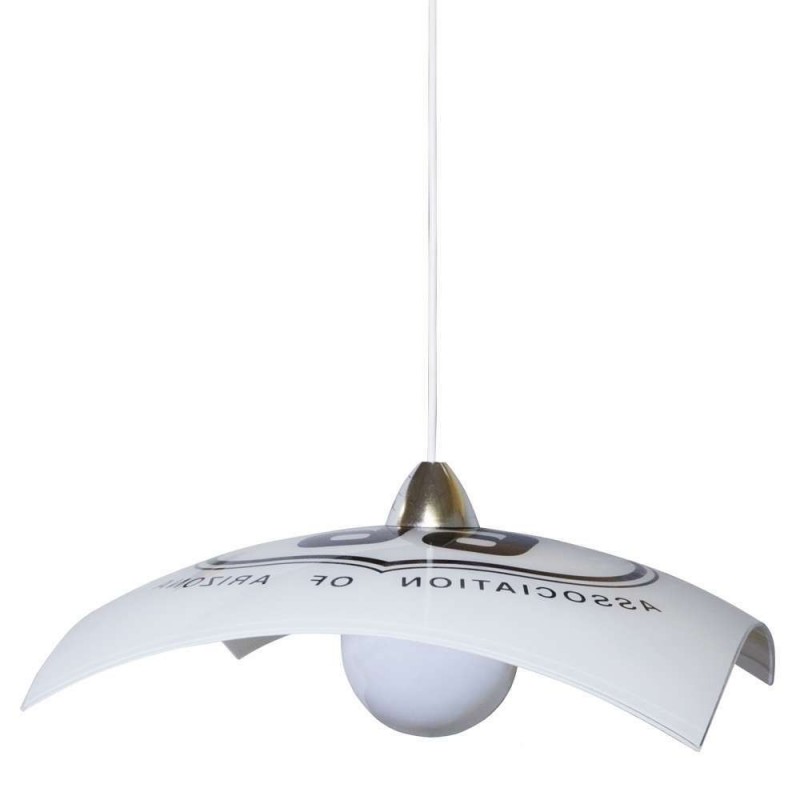 Sospensione moderna vetro bianco route66 montatura cromo 40xh.16 cm